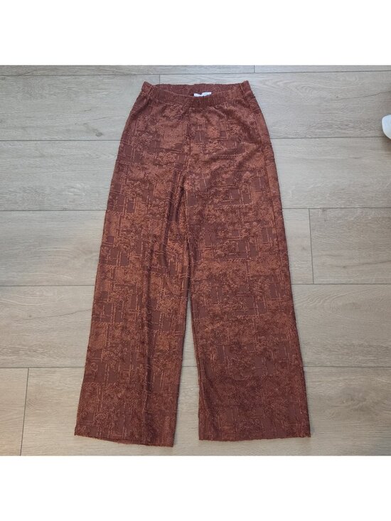 Zara Pants - Zara Womens Wide Leg Flowy Embroidered Pants Terracotta Rust Size Medium
